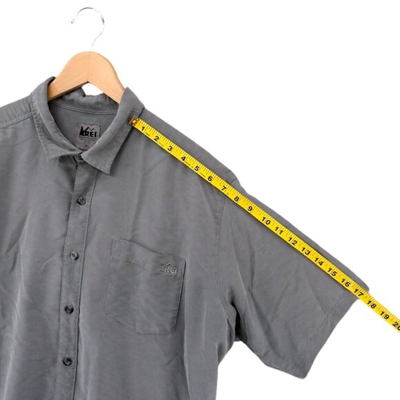REI Modal Blend Shirt Mens Grey Short Sleeve Button Down Size XL - Picture 7 of 8